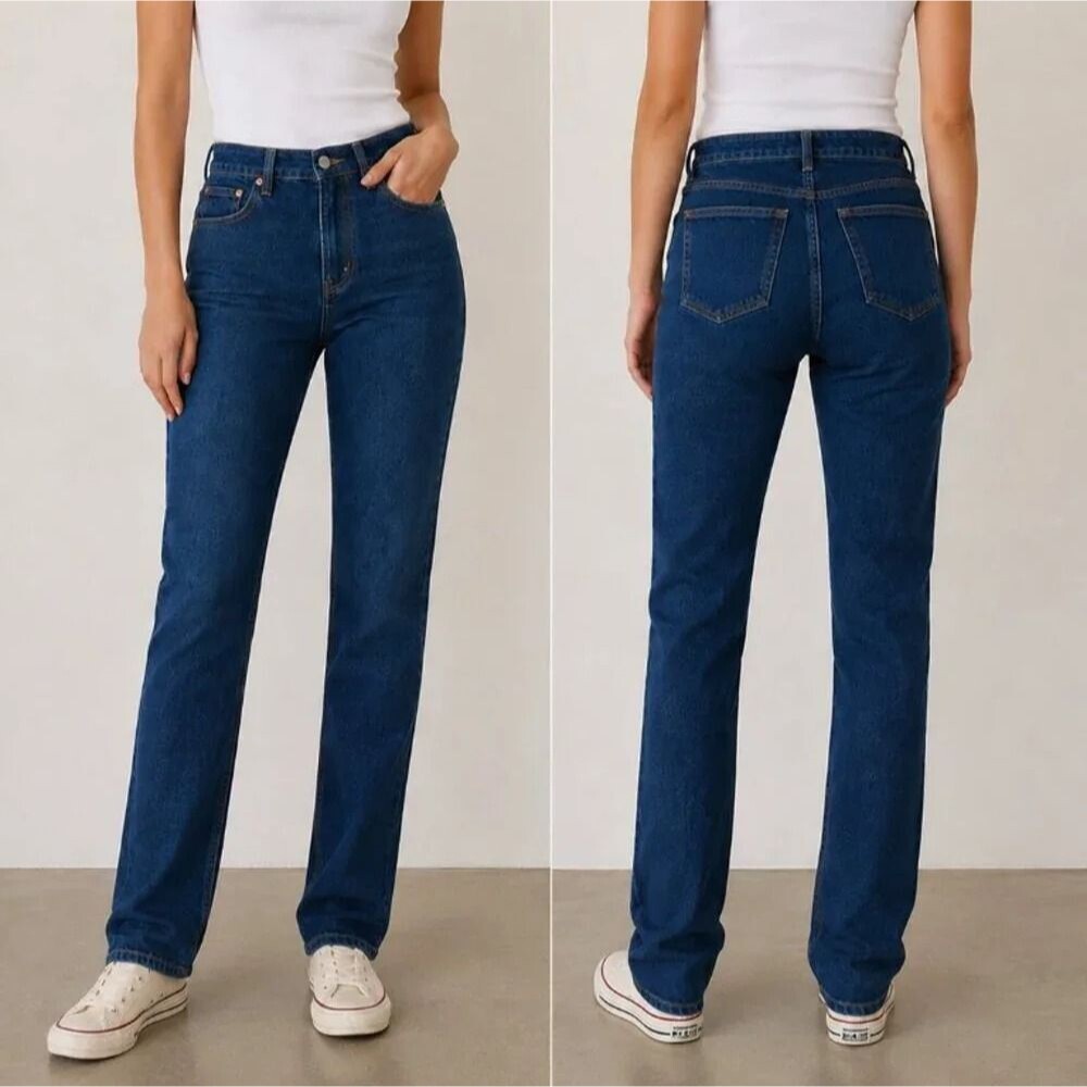 ABERCROMBIE & FITCH The 90s Straight Mid Rise Jeans Size 29s Dark Wash Denim